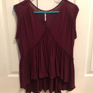 Free People Flowy Short Sleeve V-neck